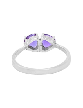 Anillo con gema de corazón Teresa Díaz Joyería Mexicana Destellos de la Tierra P 925 de plata amatista pavé