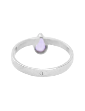 Anillo con gema de pera Teresa Díaz Joyería Mexicana Destellos de la Tierra P 925 de plata amatista pavé