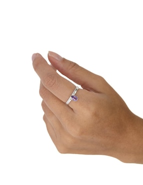 Anillo con gema de pera Teresa Díaz Joyería Mexicana Destellos de la Tierra P 925 de plata amatista pavé