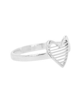 Anillo de corazón Teresa Díaz Joyería Mexicana P 925 de plata pulido