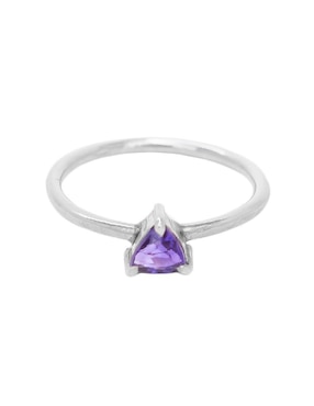 Anillo con gema triangular Teresa Díaz Joyería Mexicana Destellos de la tierra P 925 de plata amatista pavé