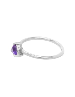 Anillo con gema triangular Teresa Díaz Joyería Mexicana Destellos de la tierra P 925 de plata amatista pavé