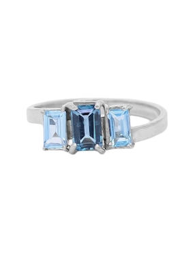 Anillo con gema rectangular Teresa Díaz Joyería Mexicana Destellos de la Tierra P 925 de plata topacio pavé