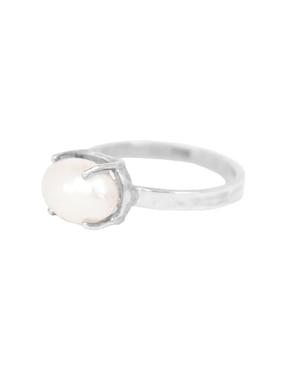 Anillo con gema ovalado Teresa Díaz Joyería Mexicana Tesoros del Océano P 925 de plata perla pavé