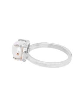 Anillo con gema ovalado Teresa Díaz Joyería Mexicana Tesoros del Océano P 925 de plata perla pavé