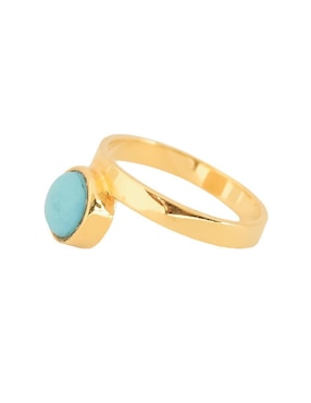 Anillo con gema Teresa Díaz Joyería Mexicana Destellos de la Tierra de plata P 925 turquesa con acabado baño de oro