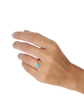 Anillo con gema Teresa Díaz Joyería Mexicana Destellos de la Tierra de plata P 925 turquesa con acabado baño de oro
