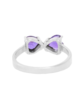 Anillo con gema de corazón Teresa Díaz Joyería Mexicana Destellos de la Tierra P 925 de plata amatista pavé