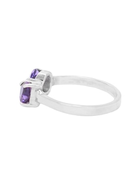 Anillo con gema de corazón Teresa Díaz Joyería Mexicana Destellos de la Tierra P 925 de plata amatista pavé