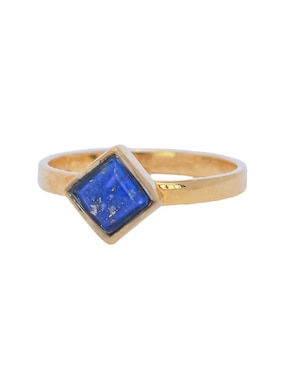 Anillo con gema de rombo Teresa Díaz Joyería Mexicana Destellos de la Tierra de plata P 925 lapislázuli con acabado baño de oro