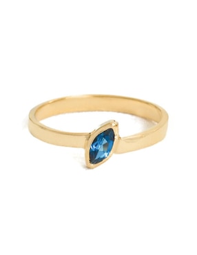Anillo con gema de rombo Teresa Díaz Joyería Mexicana Destellos de la Tierra de plata P 925 topacio azul de londres con acabado baño de oro