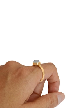 Anillo con gema Teresa Díaz Joyería Mexicana Destellos de la Tierra de plata P 925 aguamarina con acabado baño de oro