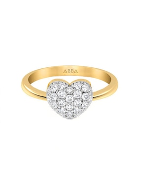 Anillo De Corazón Abba Joyas 10 K De Oro Zirconia