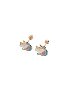 Broqueles de unicornio Mardía de oro con acabado esmaltado