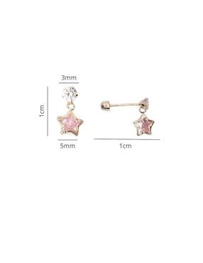 Broqueles de estrella Mardía de oro con acabado brillante zirconia
