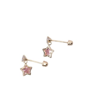 Broqueles de estrella Mardía de oro con acabado brillante zirconia