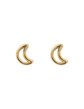 Broqueles de luna Punto Metálico Celestiales de oro con acabado brillante