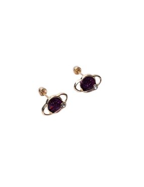 Broqueles de planeta Mardía de oro con acabado esmaltado zirconia
