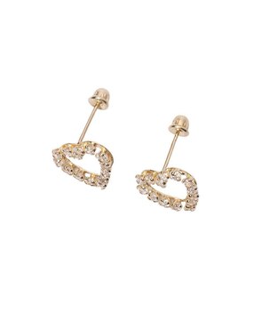 Broqueles de corazón Mardía de oro con acabado brillante zirconia