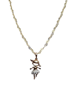 Collar con dije de niña Limerence By Claudia Herrera Bailarina de oro laminado 14 K