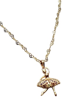 Collar con dije de niña Limerence By Claudia Herrera Bailarina de oro laminado 14 K