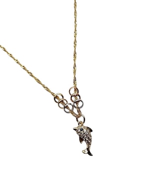 Collar con dije de delfín Limerence By Claudia Herrera Marino de oro laminado 14 K