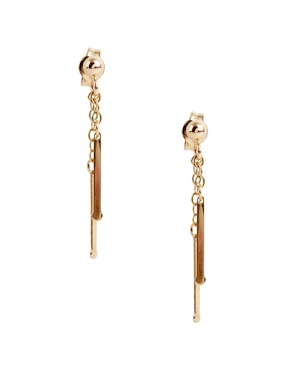 Aretes cortos Unoaerre de oro 14 k con acabado pulido