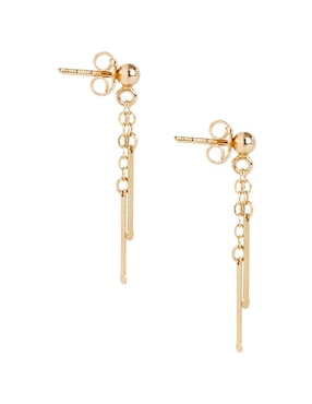 Aretes cortos Unoaerre de oro 14 k con acabado pulido