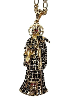 Collar con dije santos Limerence By Claudia Herrera Santa Muerte de oro laminado 14 K