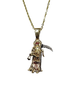 Collar Con Dije Santos Limerence By Claudia Herrera Santa Muerte De Oro Laminado 14 K