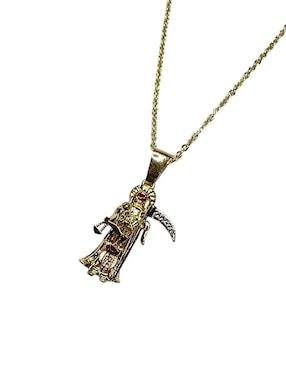 Collar con dije santos Limerence By Claudia Herrera Santa Muerte de oro laminado 14 K