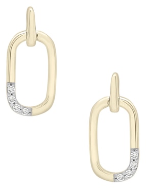 Aretes cortos ovalados Mjj Brilliant Inc de oro 14 K con acabado pave diamante