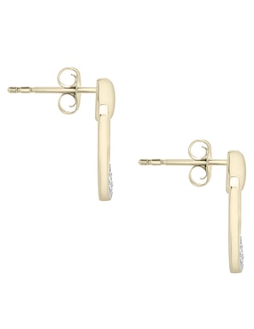 Aretes cortos ovalados Mjj Brilliant Inc de oro 14 K con acabado pave diamante