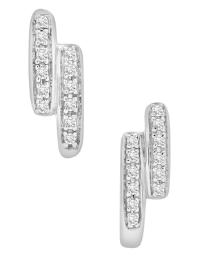 Aretes Mjj Brilliant Inc de 14 k con acabado baño de oro blanco diamante