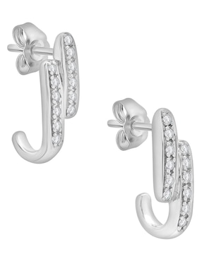 Aretes Mjj Brilliant Inc de 14 k con acabado baño de oro blanco diamante