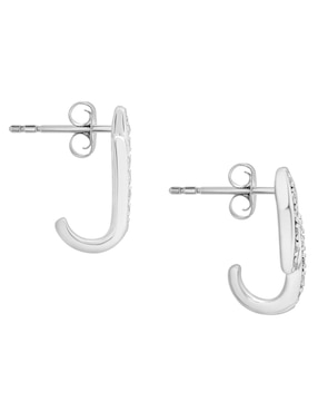 Aretes Mjj Brilliant Inc de 14 k con acabado baño de oro blanco diamante