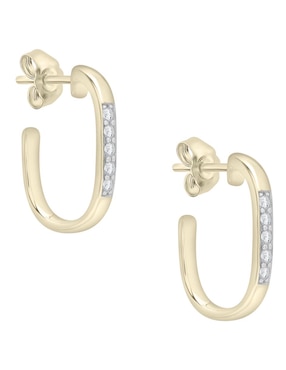 Aretes cortos circulares Mjj Brilliant Inc Diamond Earrings de oro 14 K con acabado brillante diamante