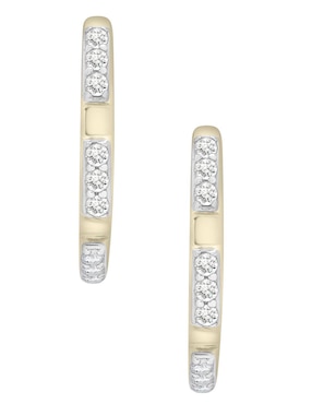 Aretes cortos circular Mjj Brilliant Inc de oro 14 k con acabado pavé diamante
