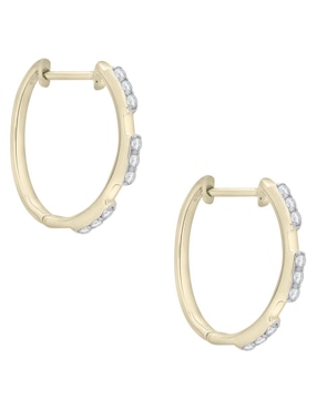 Aretes cortos circular Mjj Brilliant Inc de oro 14 k con acabado pavé diamante