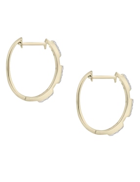 Aretes cortos circular Mjj Brilliant Inc de oro 14 k con acabado pavé diamante