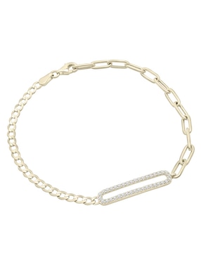 Pulsera Mjj Brilliant Inc de oro 14 k con acabado pavé