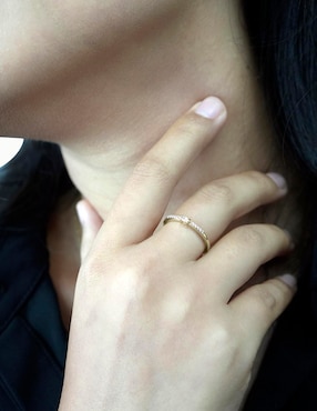 Anillo circular Mjj Brilliant Inc 14 k de oro diamante pavé