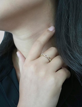 Anillo circular Mjj Brilliant Inc 14 k de oro diamante pavé