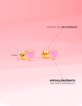 Broqueles de corazón In Season Jewelry de oro 14 K con acabado esmaltado