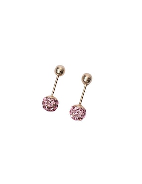 Broqueles de esfera Mardía de oro con acabado brillante zirconia