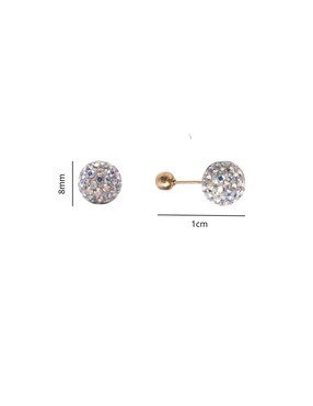 Broqueles de esfera Mardía de oro con acabado brillante zirconia