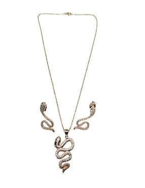 Aretes y collar de serpiente Limerence By Claudia Herrera de baño de oro 14 K zirconia