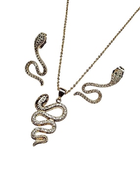 Aretes y collar de serpiente Limerence By Claudia Herrera de baño de oro 14 K zirconia
