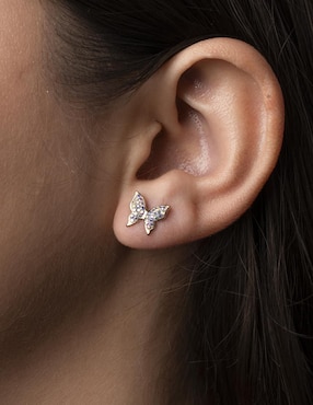 Broqueles de mariposa Mardía de oro con acabado pavé zirconia