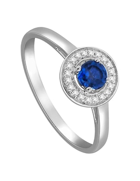 Anillo Fascinare Clara 14 k de oro blanco zafiro y diamante brillante